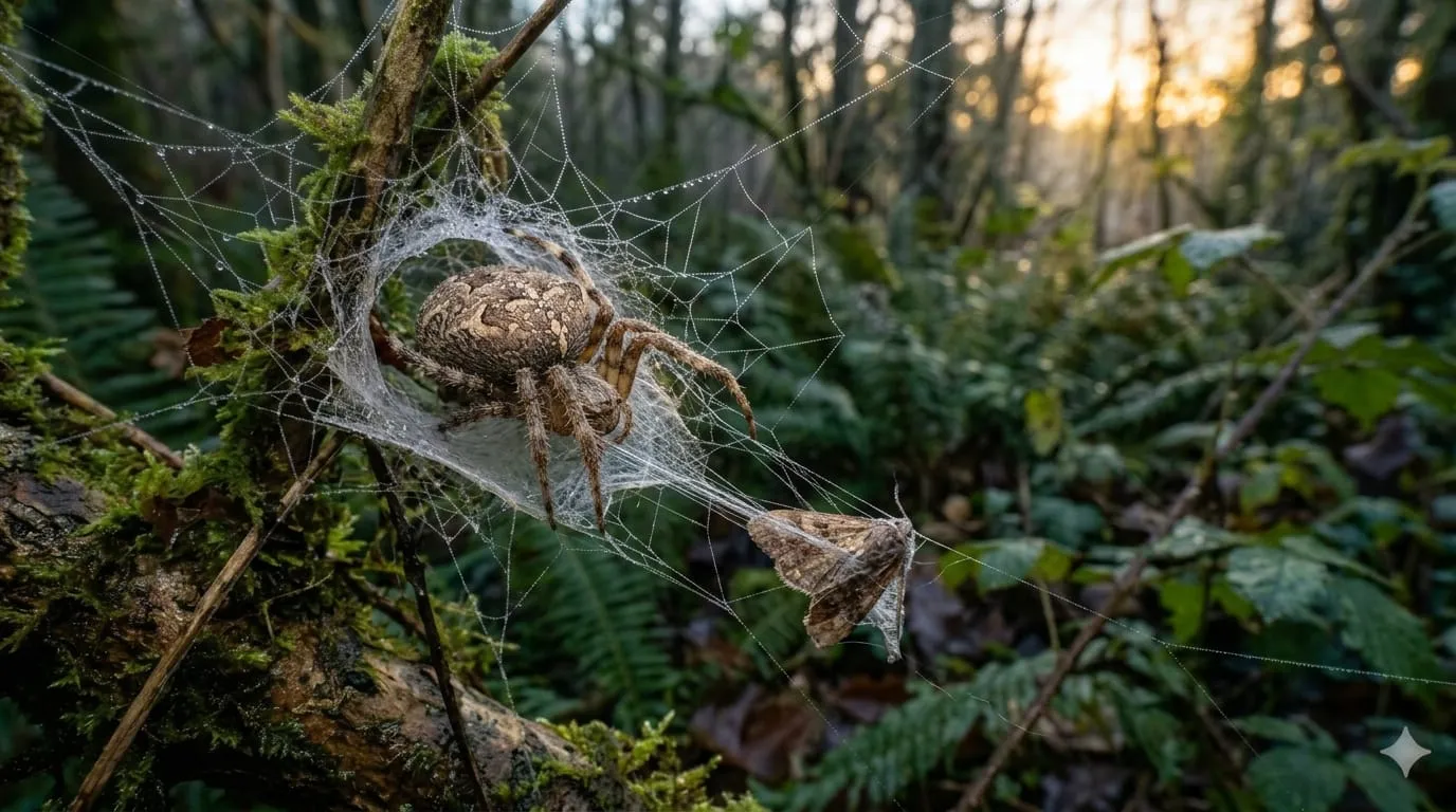 dream meaning spiders a large golden spider spinning a web in the moonlight
