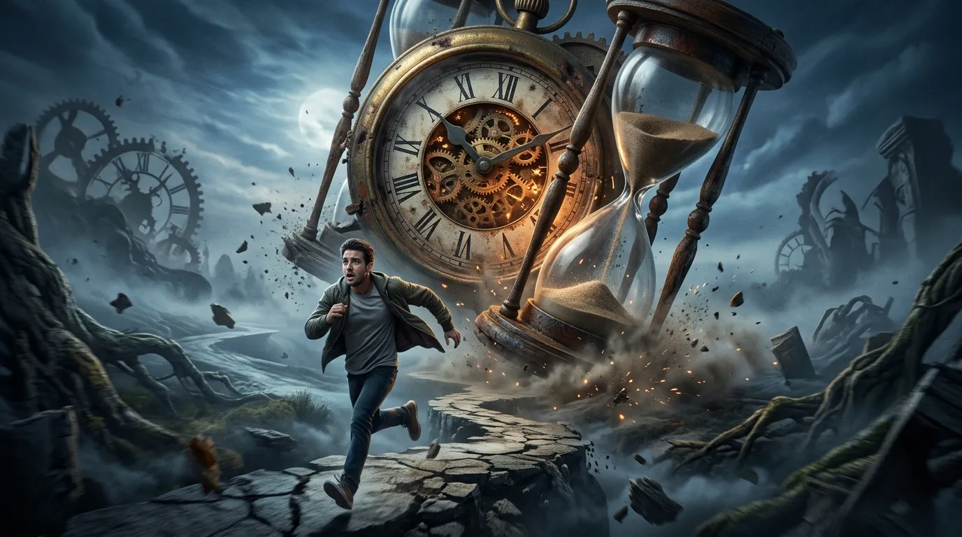 being-chased-by-a-giant-clock-or-hourglass-in-a-dream